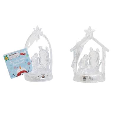 Nativity Scene Ornament/table Decor 2ast 4.5in Color Change Led Clear Ps/xmas Ht 1 Cr2032 Batt Inlc image