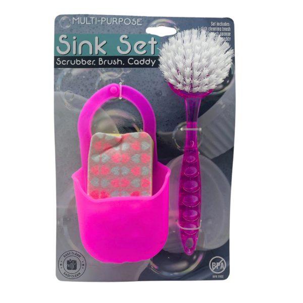 3 Piece Kitchen Sink Scrubber With Caddy Sponge Holder Set image