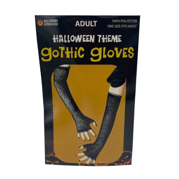 Women's Black Cobweb Lace Fingerless Halloween Goth Gloves image
