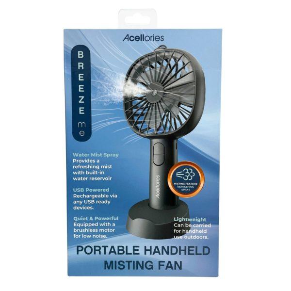 Acellories Portable Rechargeable Handheld Misting Fan In Black image