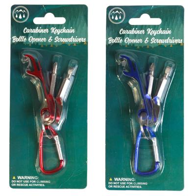 Carabiner Keychain W/ Bottle Opener Flat Head & Phillips Mini Screwdrivers On 12pc Disp Strip image