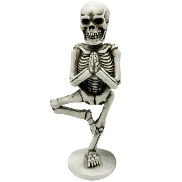 6.5" Yoga Skeleton In Tree Pose Sculpture Decor image