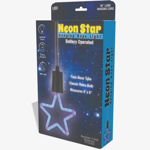 Battery-operated Neon Star Hanging Rope Light image