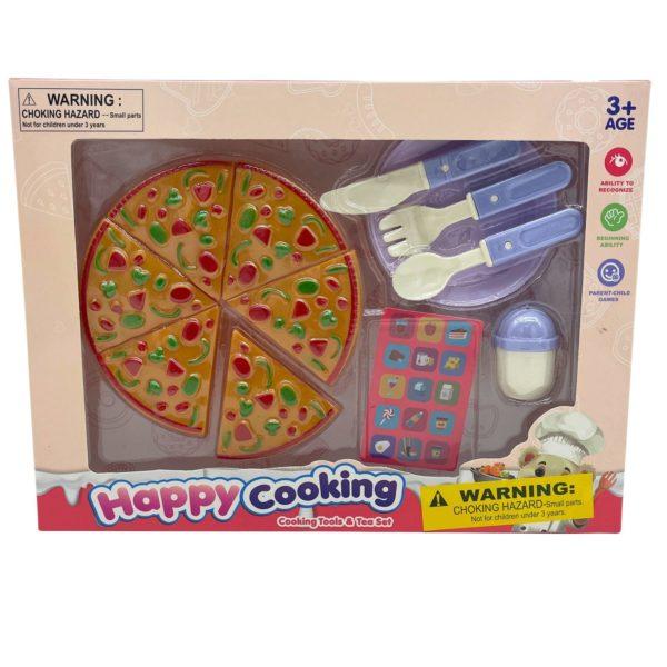Pretend Play Pizza Kitchen Food Toy Set With Utensils And Accessories image