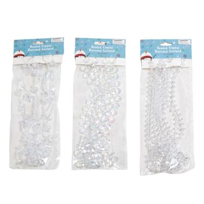 Garland Iridescent Crystal Bead 9ft 3ast Shapes Xmas Tcd image