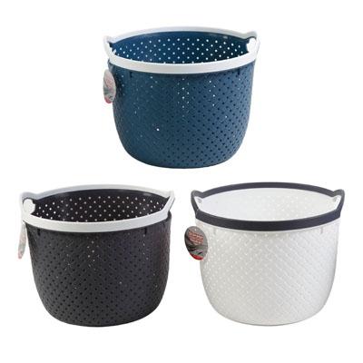 Storage Basket Round W/handle 8.75 X 6.6 X 7.1 In 3ast Colors image
