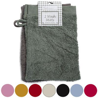 Wash Cloth Mitt 2pk Random Assorted Colors Peggable #twm92661-2 image