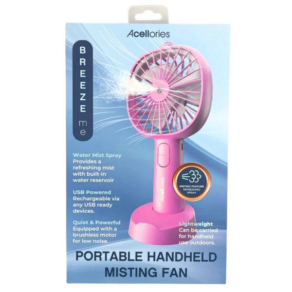 Acellories Portable Rechargeable Handheld Misting Fan In Pink image