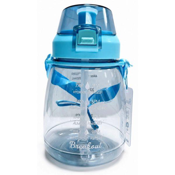 Breakout 44oz Motivational Plastic Water Bottle With Carry Strap In Blue image