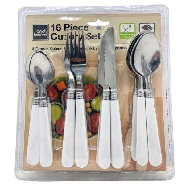 16 Piece Cutlery Set With White Handles image