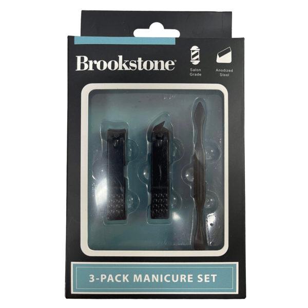 3-pack Salon Grade Anodized Steel Manicure Set With Clipper, Slanted Clipper & Cuticle Pusher image