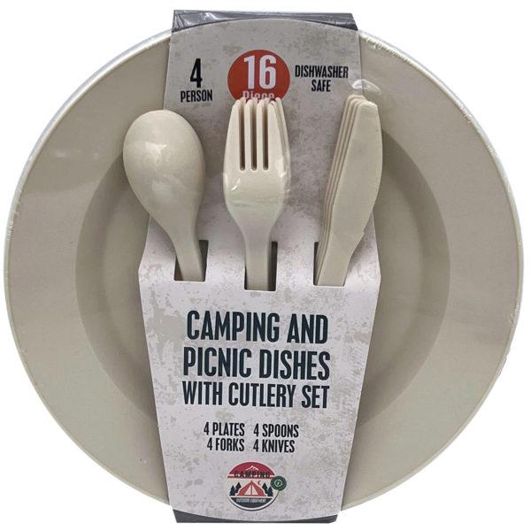 16 Piece Camping And Picnic Dishes With Cutlery Set image
