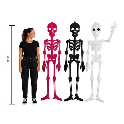 Skeleton 59in Plastic Decor 3astcolor/3pc Black & Pink/6pc Gid/twine Hanger W/ht image