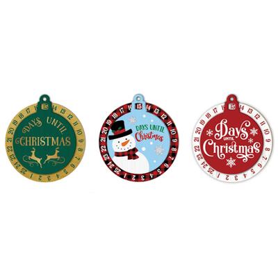 Countdown Calendar Mdf Wall Plaque Rotatable Numbers 11.8 X 13in 3ast/xmas Mdf/label image