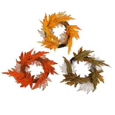 Wreath Harvest 12in W/ Glitter Maple Leaves 3 Ast Clrs / Harv/ Ht image