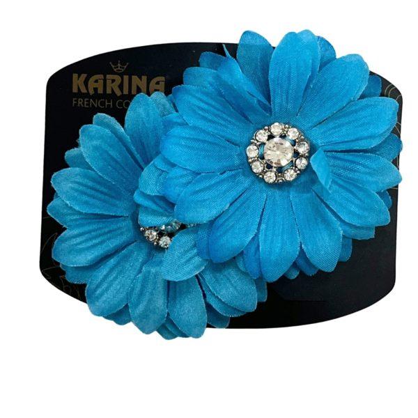 Karina French Couture Blue Flower Pins With Rhinestones Details image