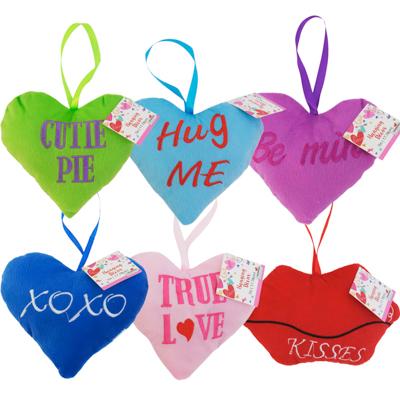 Conversation Heart/lip Pillow 6 Asst Embroidered Plush 7" image