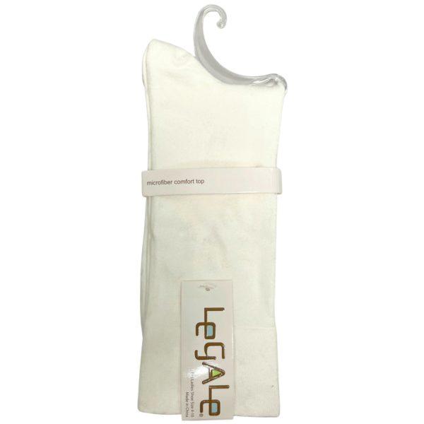 Legale 1 Pair Crew Socks Microfiber Comfort Top Ivory Ladies Shoe Size 4-10 image