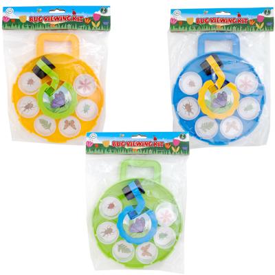 Bug Viewing Kit 7pc W/6 "petrie" Dishes Fold Down Scope & Carry Tray 3ast Colors Pbh image