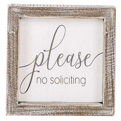 Wall Decor No Soliciting Wood White/gray 5x5x1.5 (6.00) image