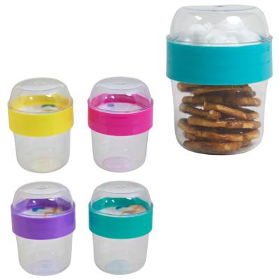 Snack & Yogurt Container 9.8 Fl Oz/ 4 Ast Cls Plastic 5in Shrink / Label image