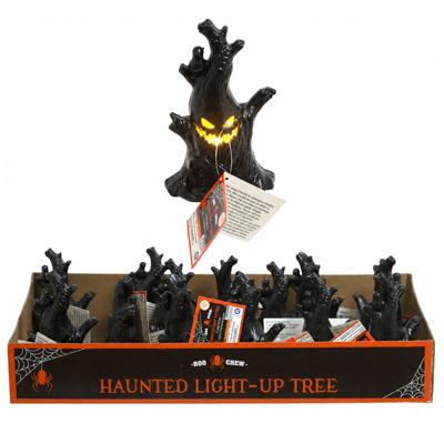 Haunted Tree W/light-up Face Black Plastic 6.3in H/18pc Pdq image