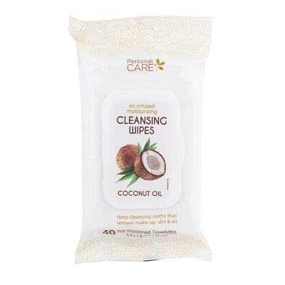 Wipes 40ct Cleansing Coconut Oil Infused Reasealable 2-6pc Disply Personal Care image
