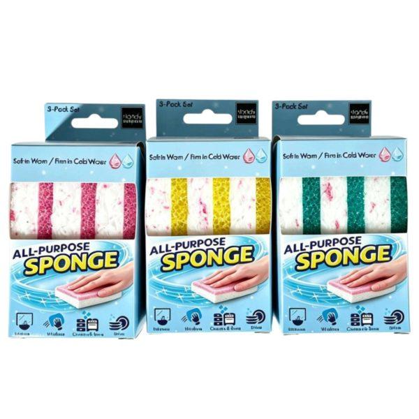 3 Pack Multi-color All-purpose Scrub Sponges Set image