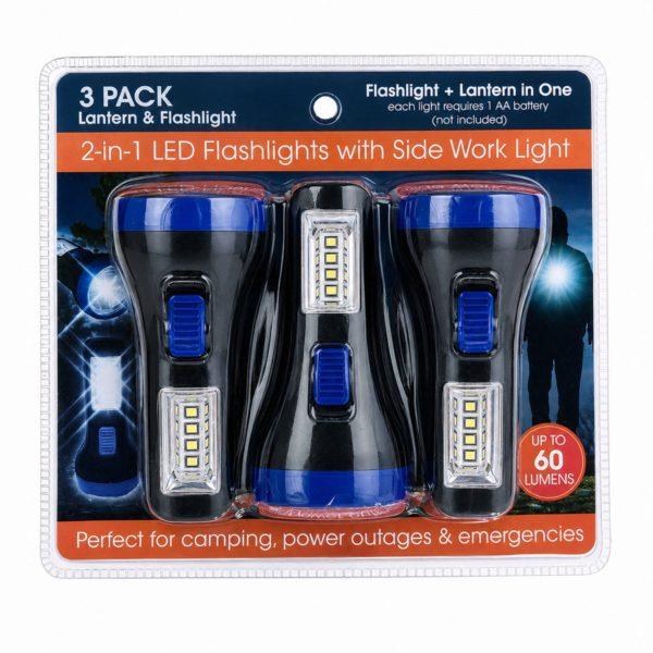 3 Pack Mini 2 In 1 Led Flashlight Set With Side Work Light image