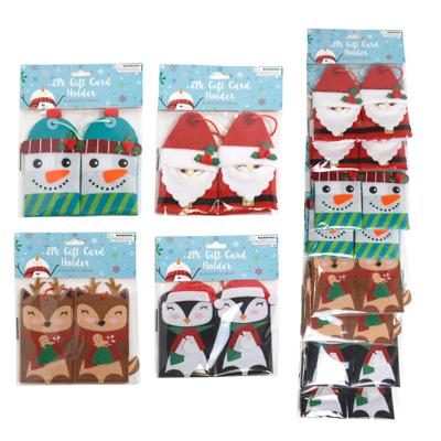 Gift Card Holder Felt 2pk Novelty Xmas 4ast 3x5in Mdsgstrip/pbslv image