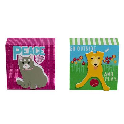 Wood Block Sign 2 Asst Dog, Catpp $5.99 image