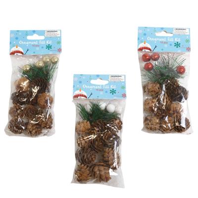 Ornament Filler/decor Set 16pc 3ast Pinecones/glitter Berry Picks/pine Needles Pbh image
