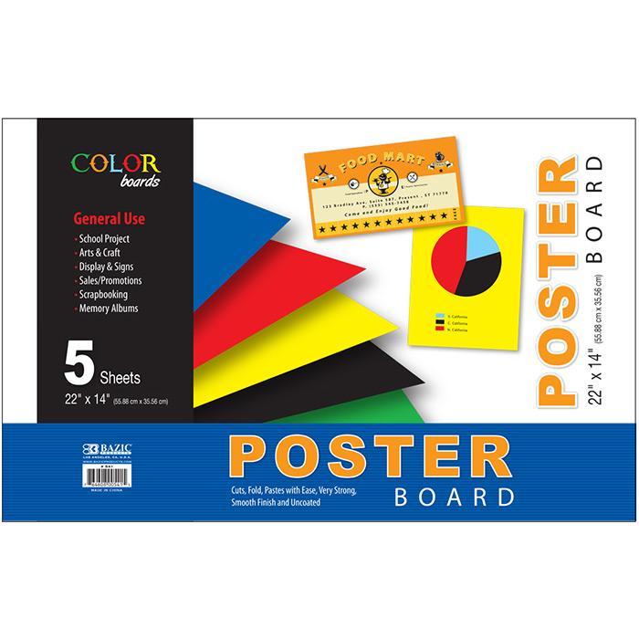 22" X 14" Asst. Color Poster Board (5/Pack) image