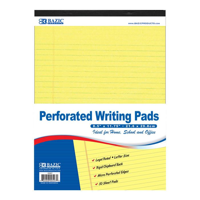 50 Ct. 8.5" X 11.75" Canary Perforated Writing Pad image