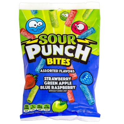 Sour Punch Bites 3.7 Oz Peg Bag Strawberry,apple,blue,raspberry image