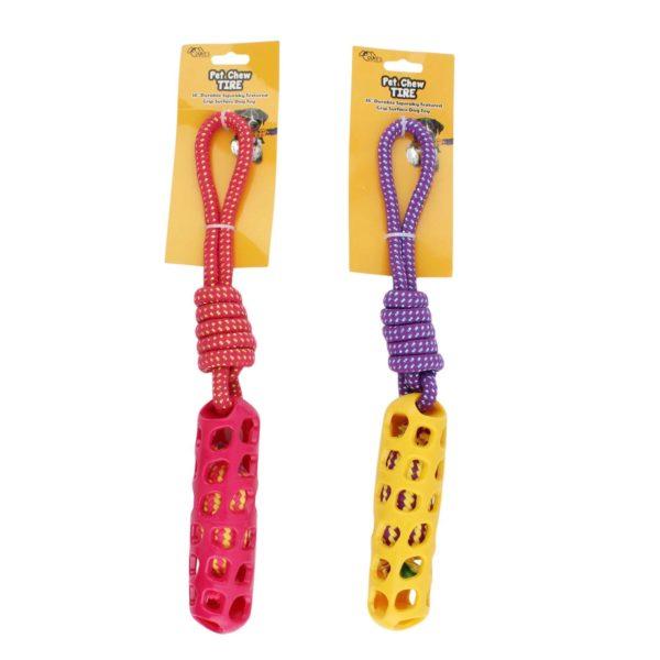 Durable Squeaky Textured Grip Surface Dog Toy In Assorted Colors image