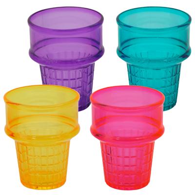 Ice Cream Cone Shape Cup 15.2oz 4ast Translucent Summer Brites 4.52 H X 3.5 D Upc Label image