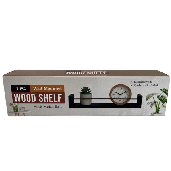 14.2 X 4 X 2.5 In. Wall-mounted Mdf Wood Shelf With Metal Rail And Hardware image