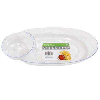 Chip N Dip Tray Clear Ps 17in Oval Shape/case Cut Carton