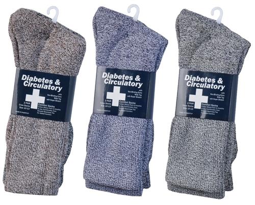 Men's Heathered Knit Diabetic Athletic Crew Socks - Size 10-13 - 2-Pair Packs image