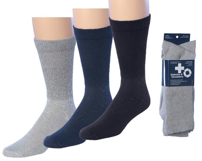 Men's Diabetic Athletic Crew Socks - Assorted Colors - Size 10-13 - 2-Pair Packs image