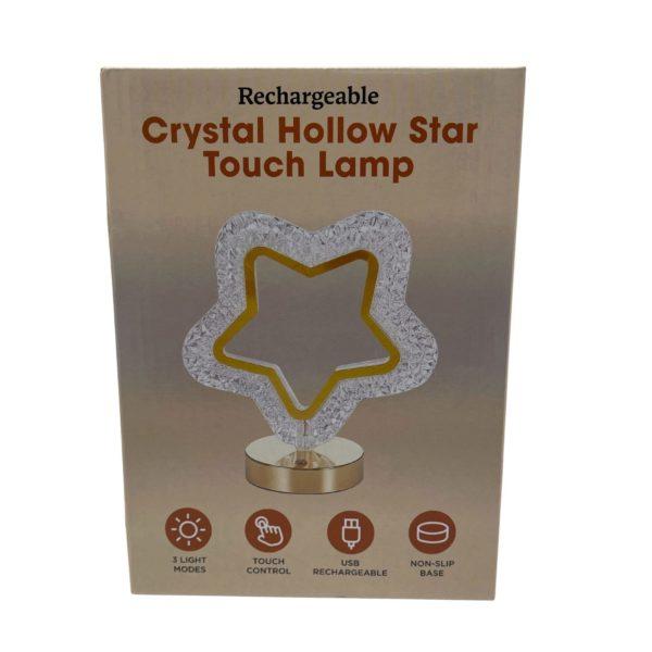 Rechargeable 3000k-7000k Led Acrylic Crystal Hollow Star Touch Light With Gold Accents image