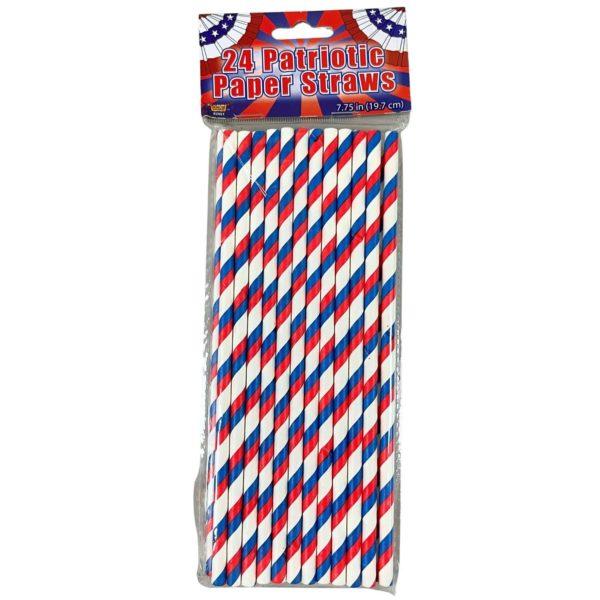 24 Pack Red White And Blue Paper Straws image