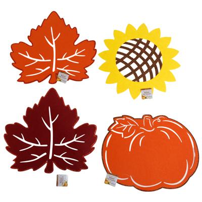 Cutouts Felt Harvest W/glitter Trim 4ast Leaf/pumpkin/sunflower Harvest/ht image
