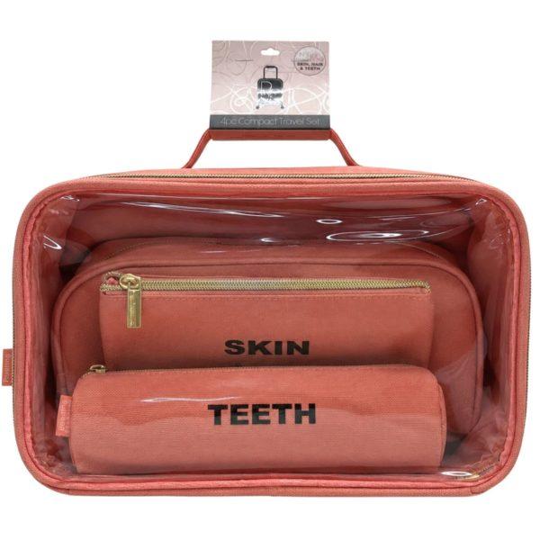 Roaming Essentials 4-piece Self Care Travel Set In Coral image