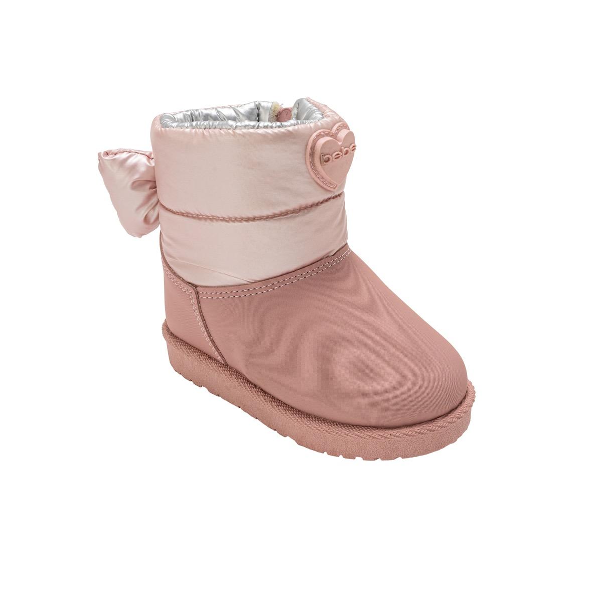 Bebe Toddler Girl's Winter Boot w/ Nylon Shaft, Puffy Bow, & Heart Rubber Patch image