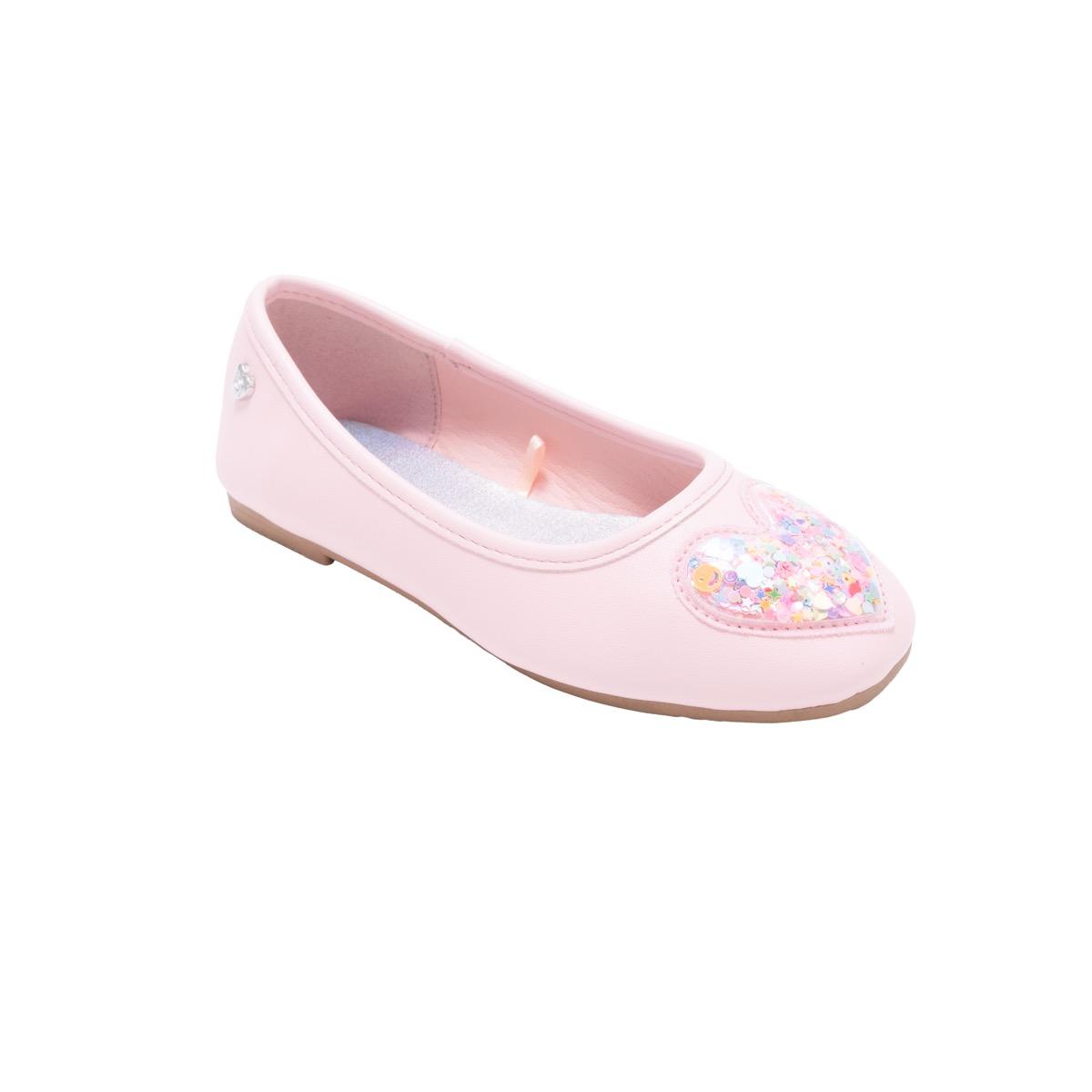 Bebe Girl's Ballet Flats w/ Glitter Filled Puffy Heart image