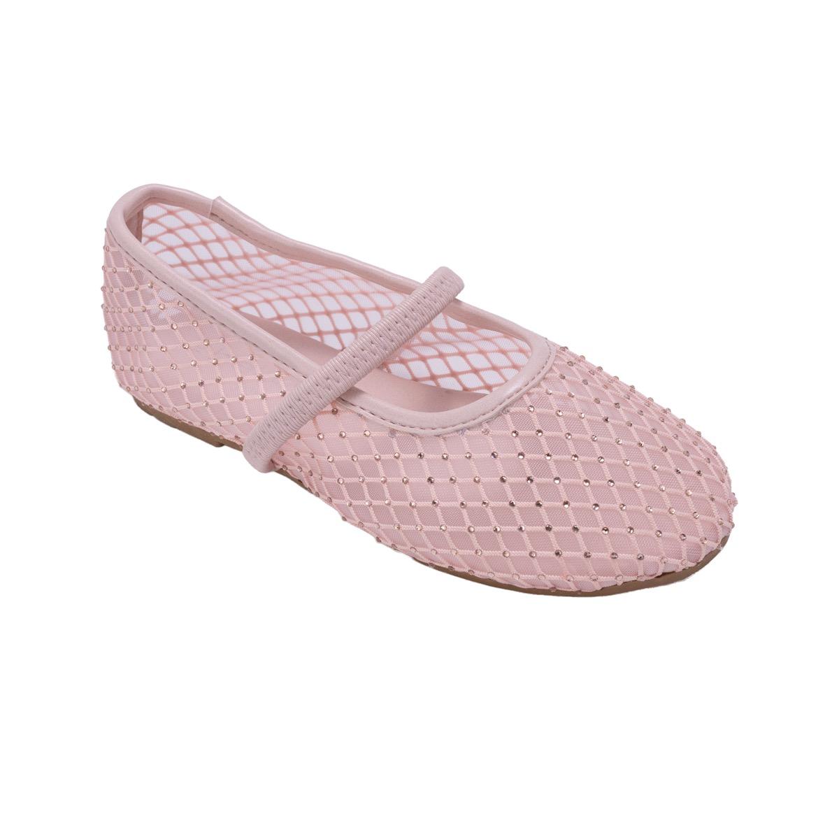 Bebe Toddler Girl Flats w/ Fishnet & Rhinestones image