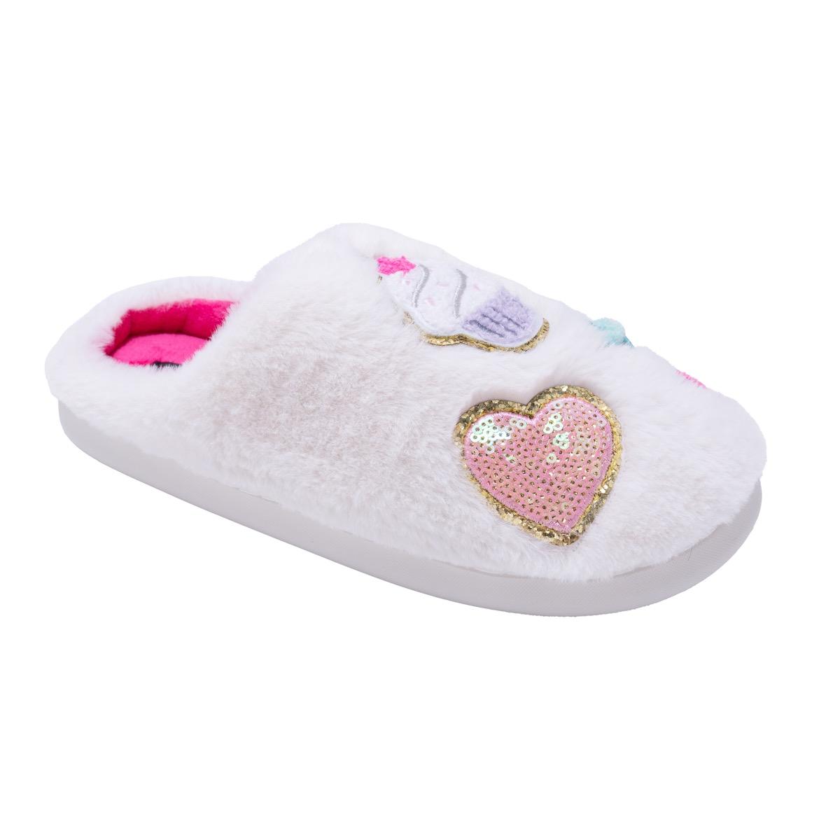 Women's Faux Fur Mule Slippers w/ Patches image