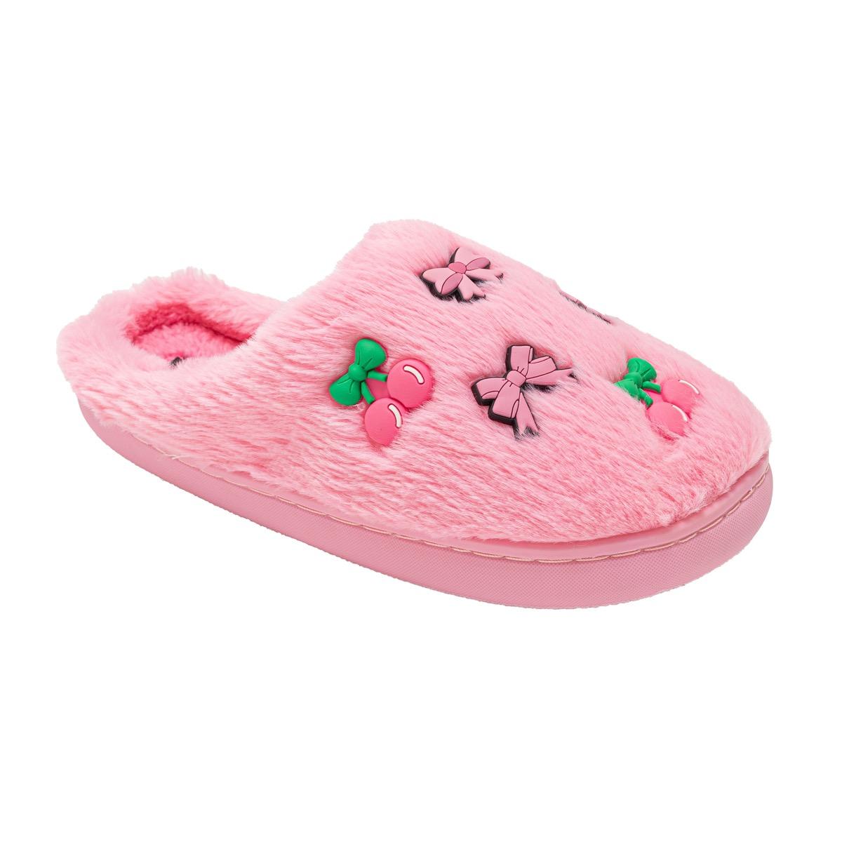 Women's Faux Fur Mule Slippers w/ Rubber Charms image